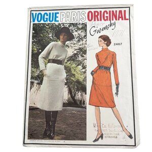 Vtg 70s Vogue Paris Original 2467 Givenchy A-Line Dress Sewing Pattern Size 14